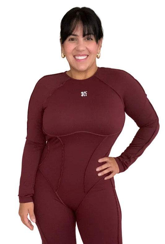 Sofia Silhouette Bodysuit- Deep Red