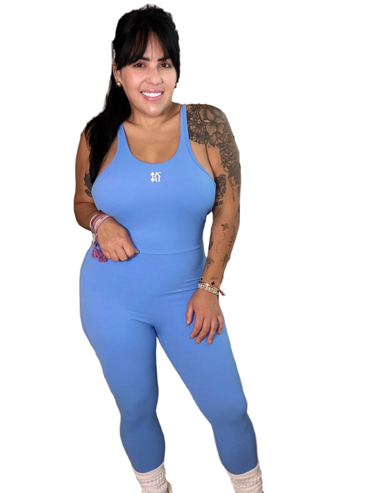 Mayra Bodysuit (3/4 leg) in Blue