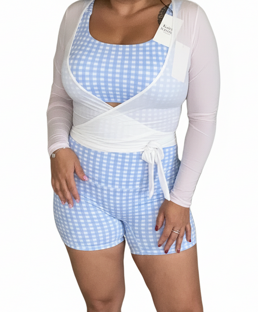 Charlotte Gingham Short Set/ Baby Blue