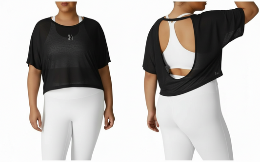 Debbie Open Back Flow Tee- Black - Plus Size