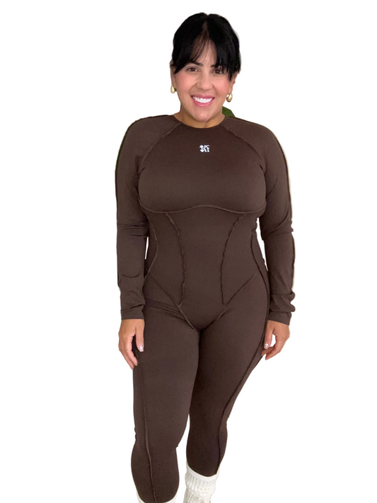 Sofia Silhouette Bodysuit- Brown